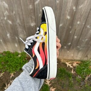 Vans Old Skool‎ Flame Sneaker Size 3.5 men’s 5 womans black red yellow skater